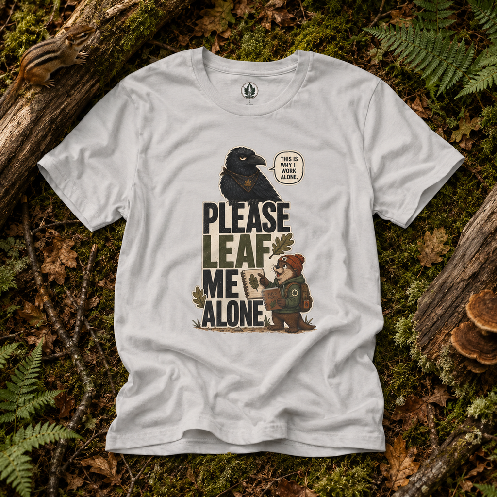 Please Leaf Me Alone (This is Why I Work Alone) Version 2 T‑Shirt