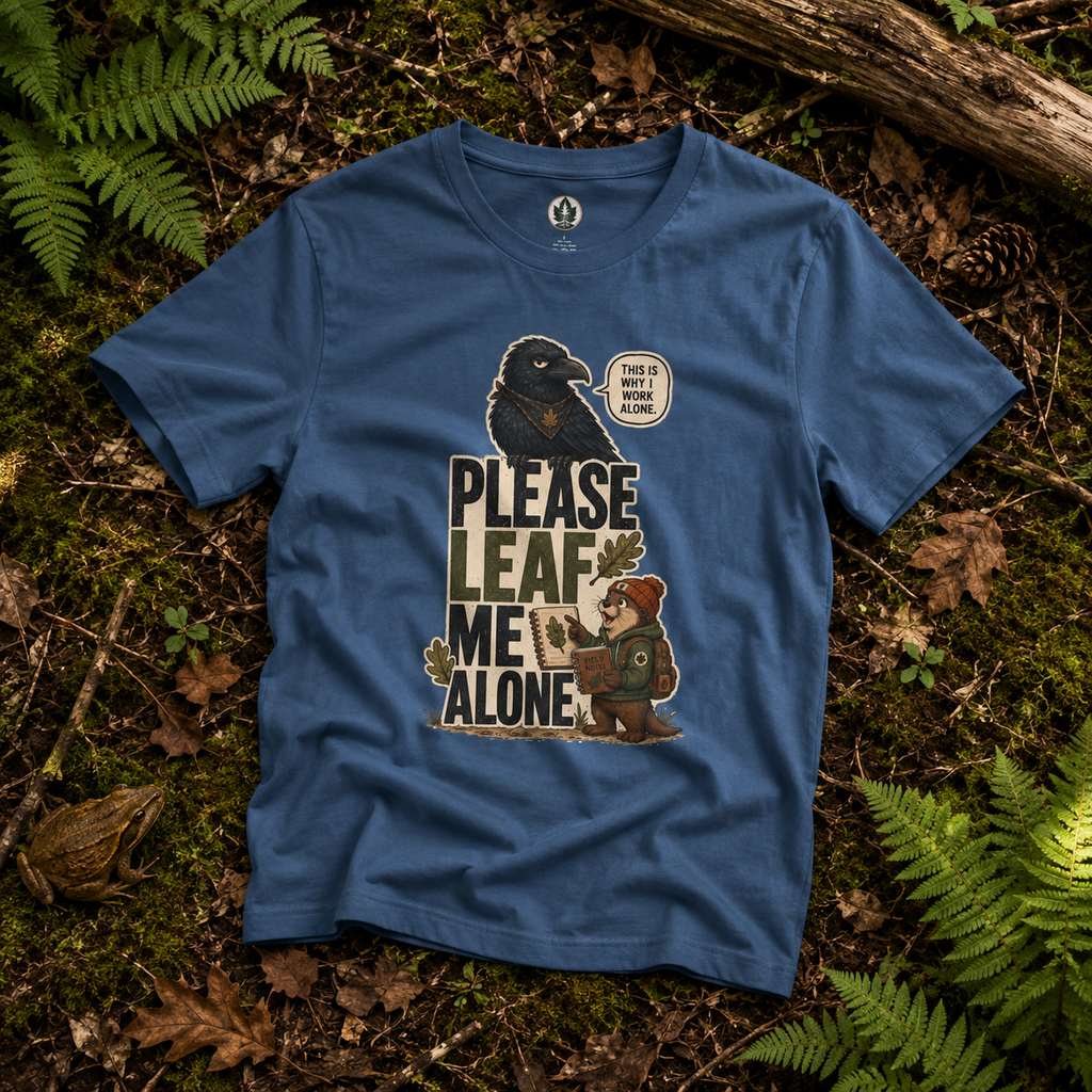 Please Leaf Me Alone (This is Why I Work Alone) Version 2 T‑Shirt