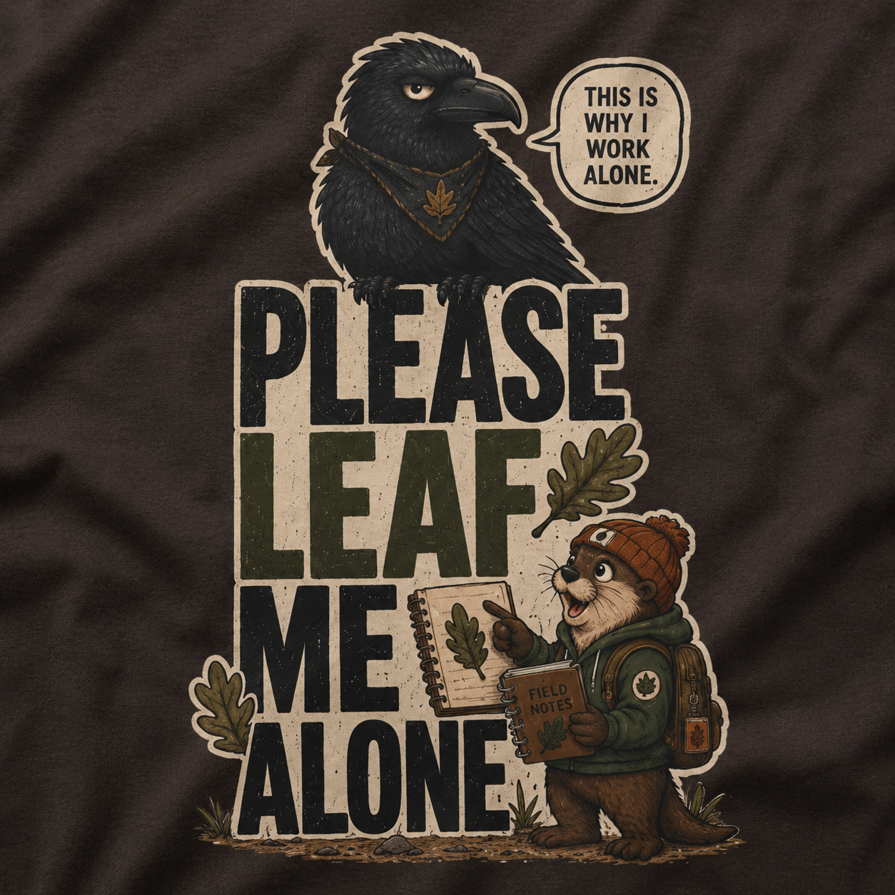 Please Leaf Me Alone (This is Why I Work Alone) Version 2 T‑Shirt