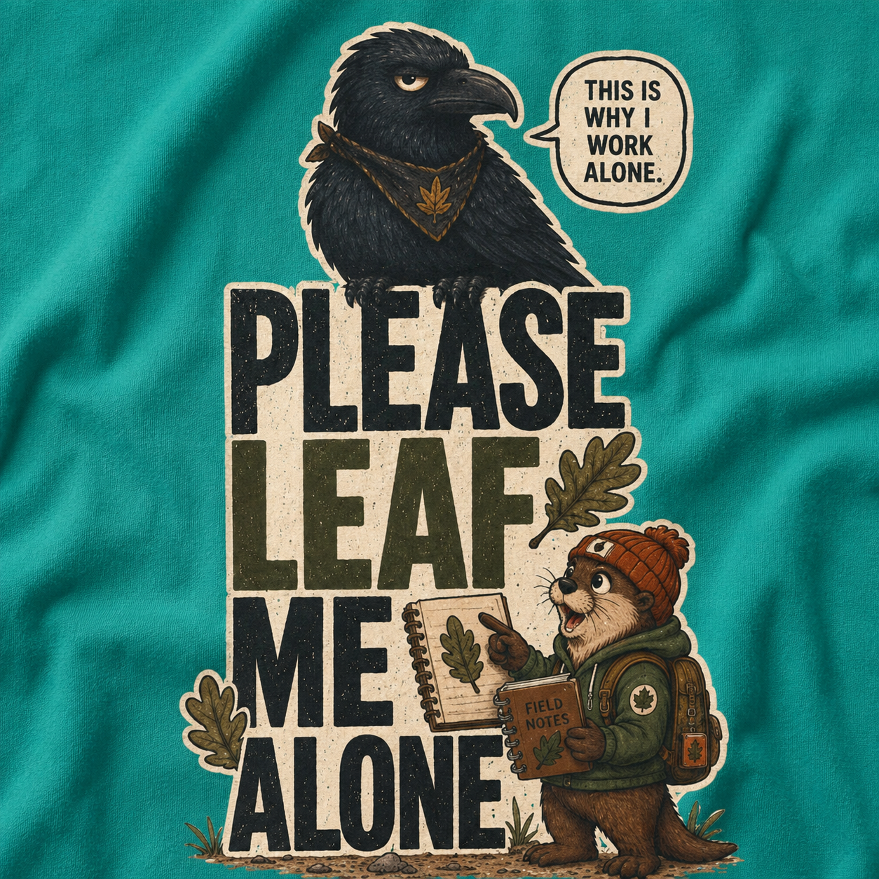 Please Leaf Me Alone (This is Why I Work Alone) Version 2 T‑Shirt