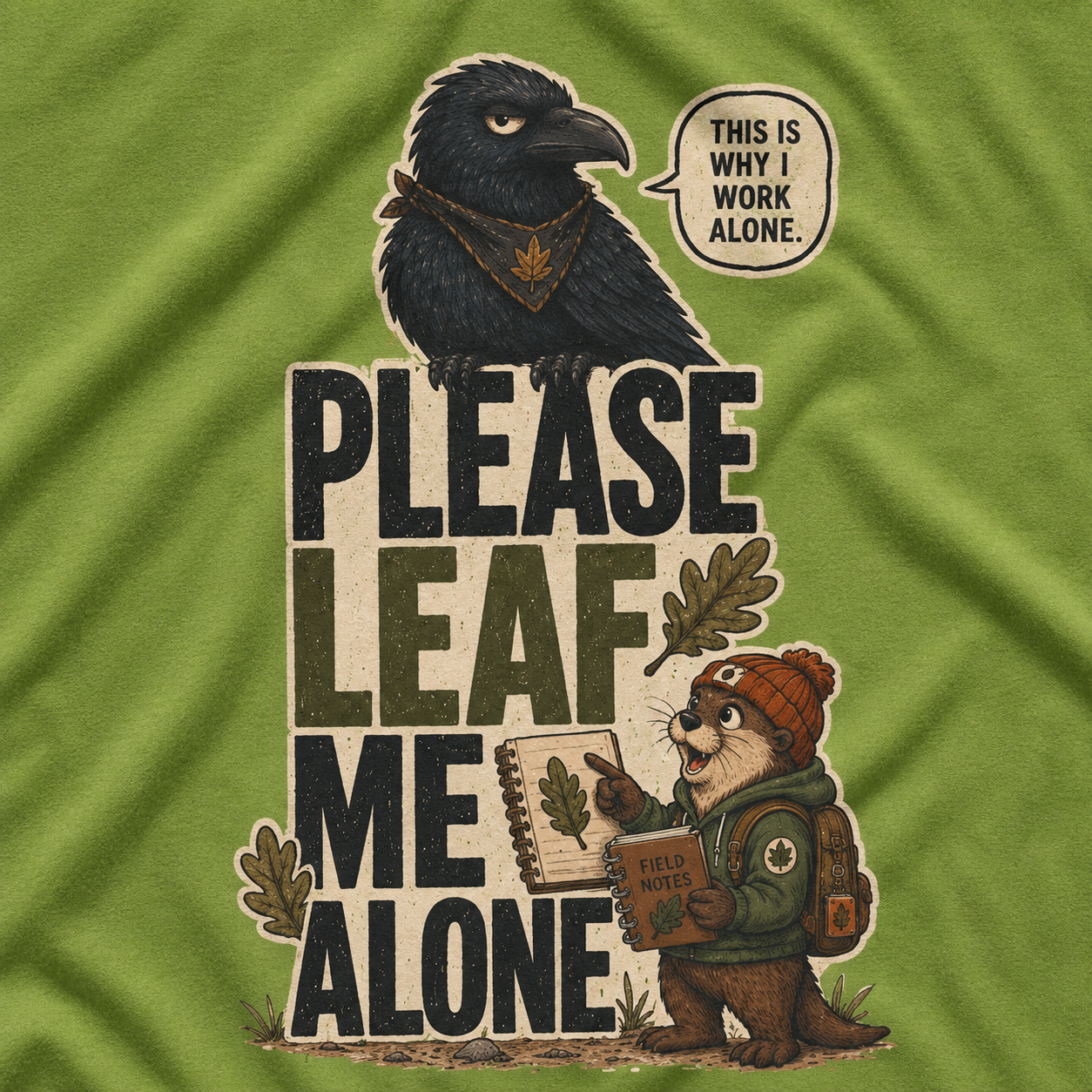 Please Leaf Me Alone (This is Why I Work Alone) Version 2 T‑Shirt