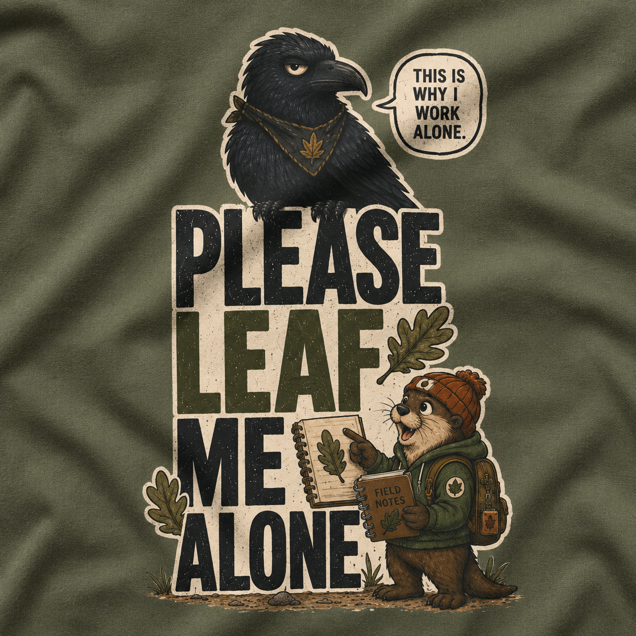 Please Leaf Me Alone (This is Why I Work Alone) Version 2 T‑Shirt