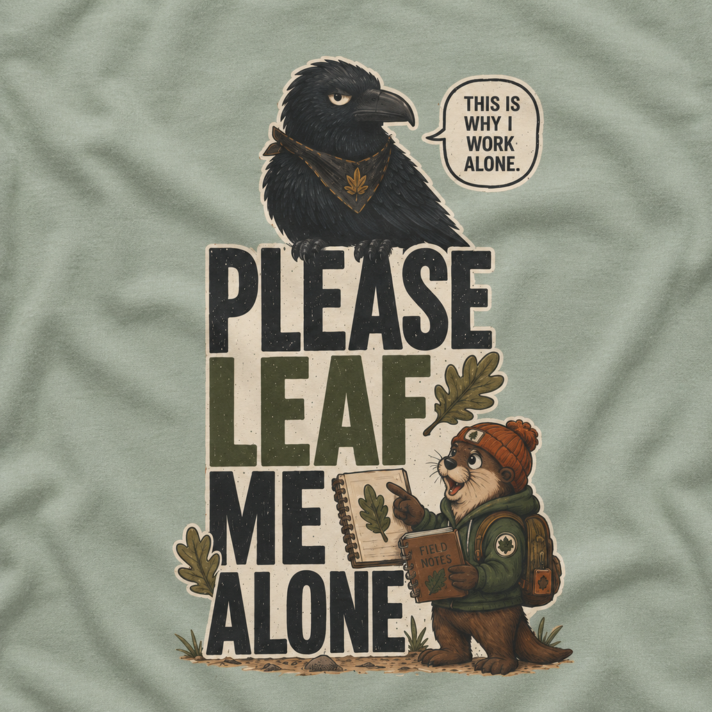 Please Leaf Me Alone (This is Why I Work Alone) Version 2 T‑Shirt