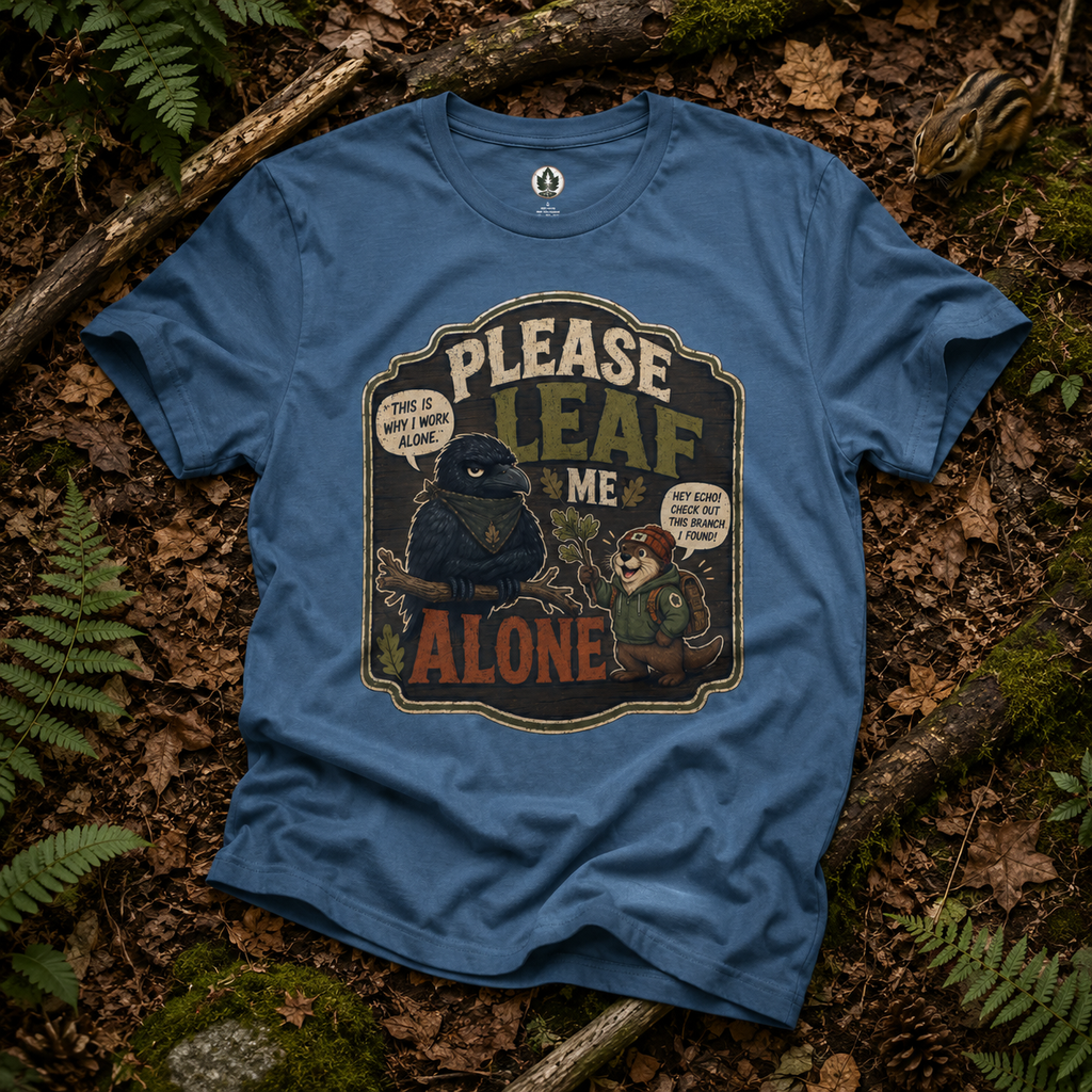 Please Leaf Me Alone (This is Why I Work Alone) Version 3 T‑Shirt