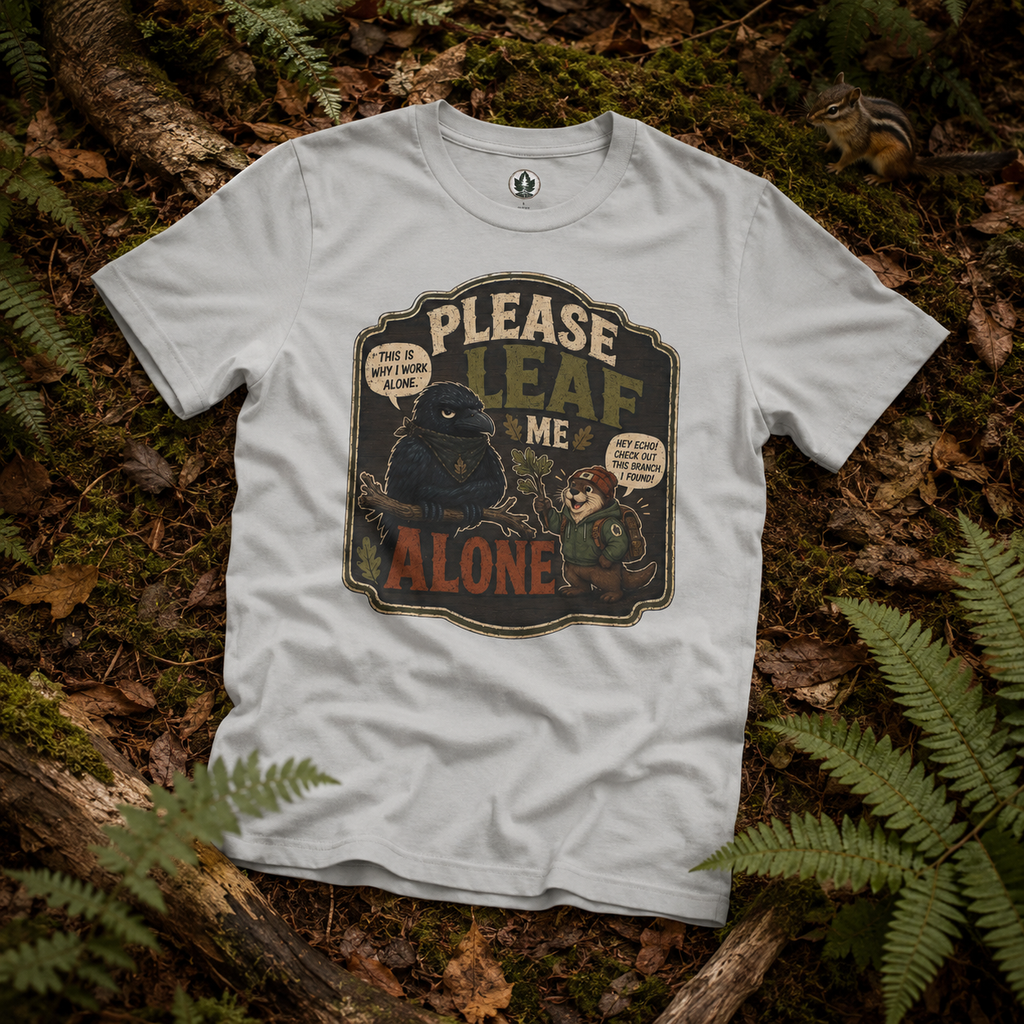 Please Leaf Me Alone (This is Why I Work Alone) Version 3 T‑Shirt