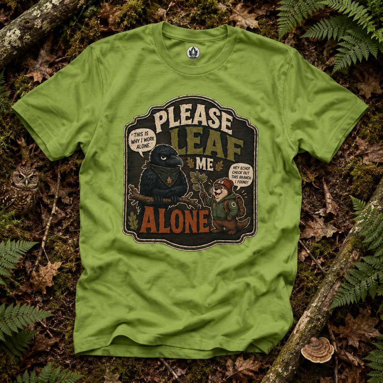 Please Leaf Me Alone (This is Why I Work Alone) Version 3 T‑Shirt