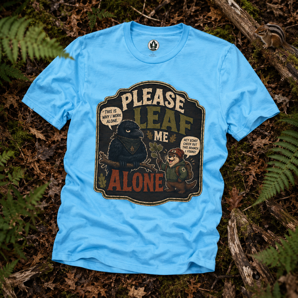 Please Leaf Me Alone (This is Why I Work Alone) Version 3 T‑Shirt