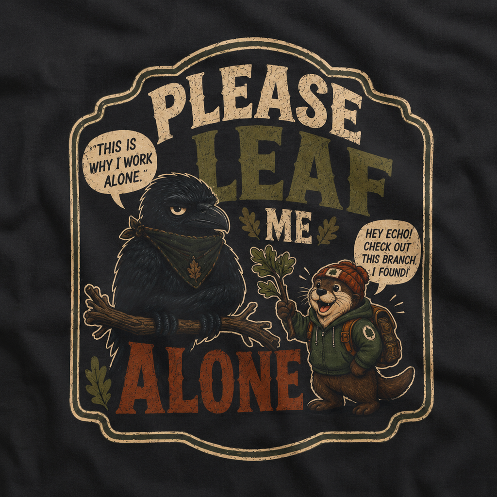 Please Leaf Me Alone (This is Why I Work Alone) Version 3 T‑Shirt