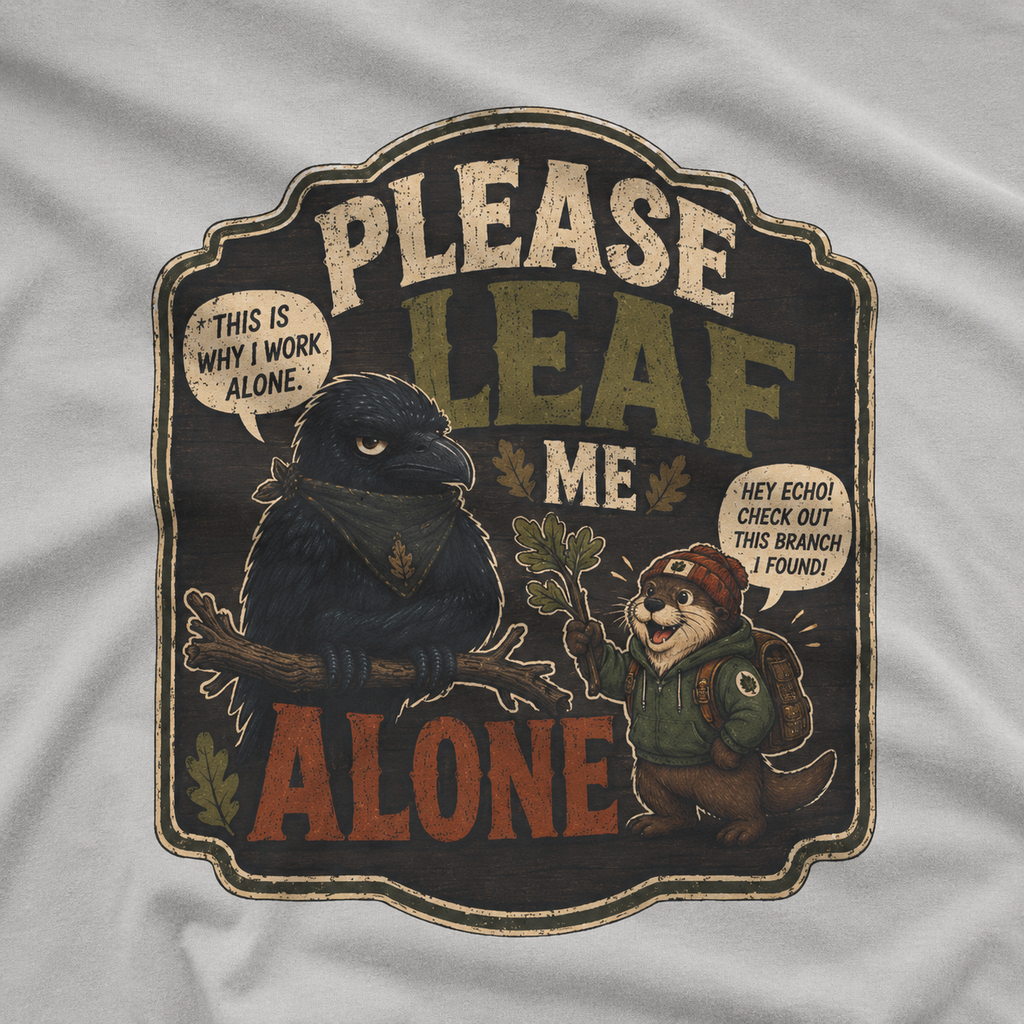 Please Leaf Me Alone (This is Why I Work Alone) Version 3 T‑Shirt