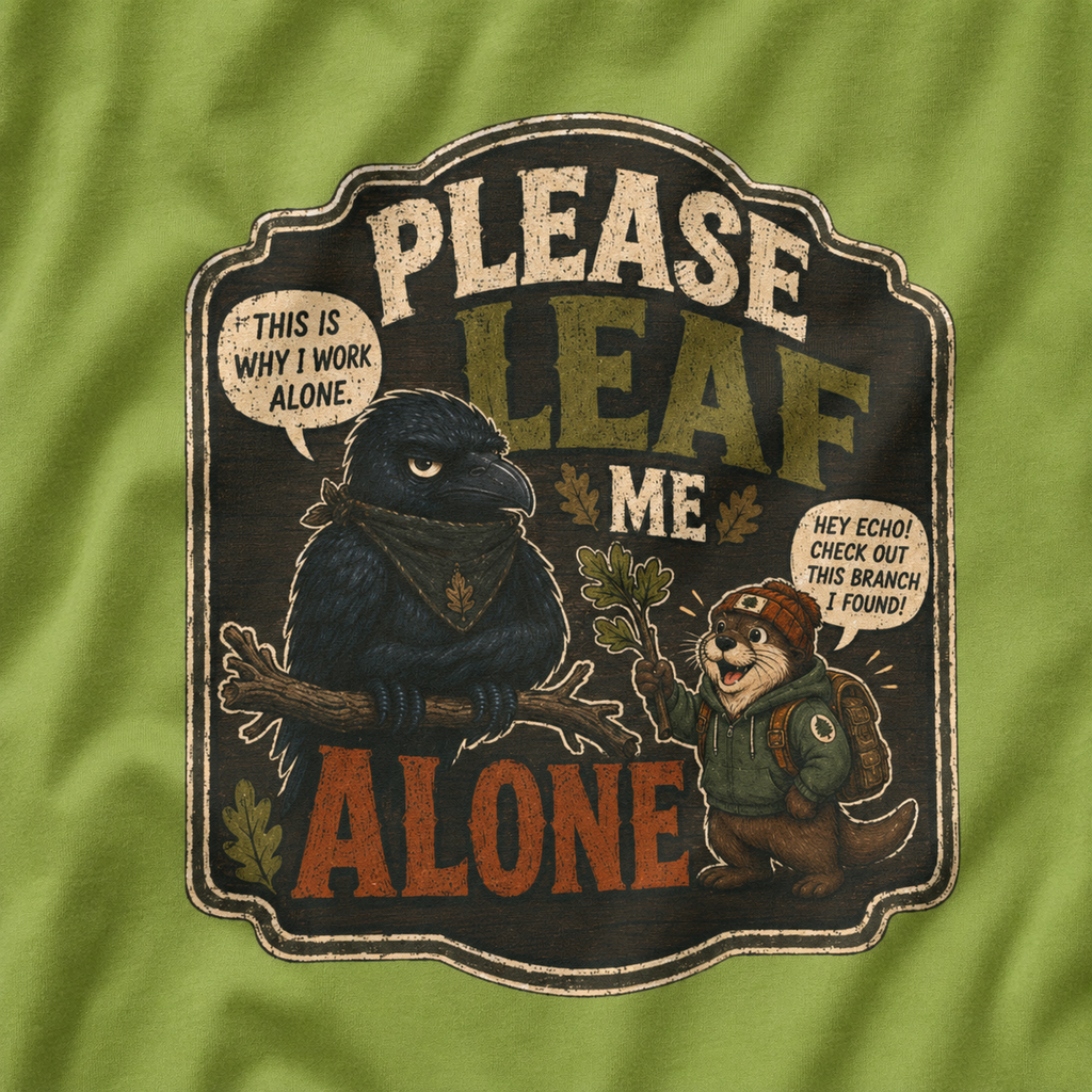 Please Leaf Me Alone (This is Why I Work Alone) Version 3 T‑Shirt