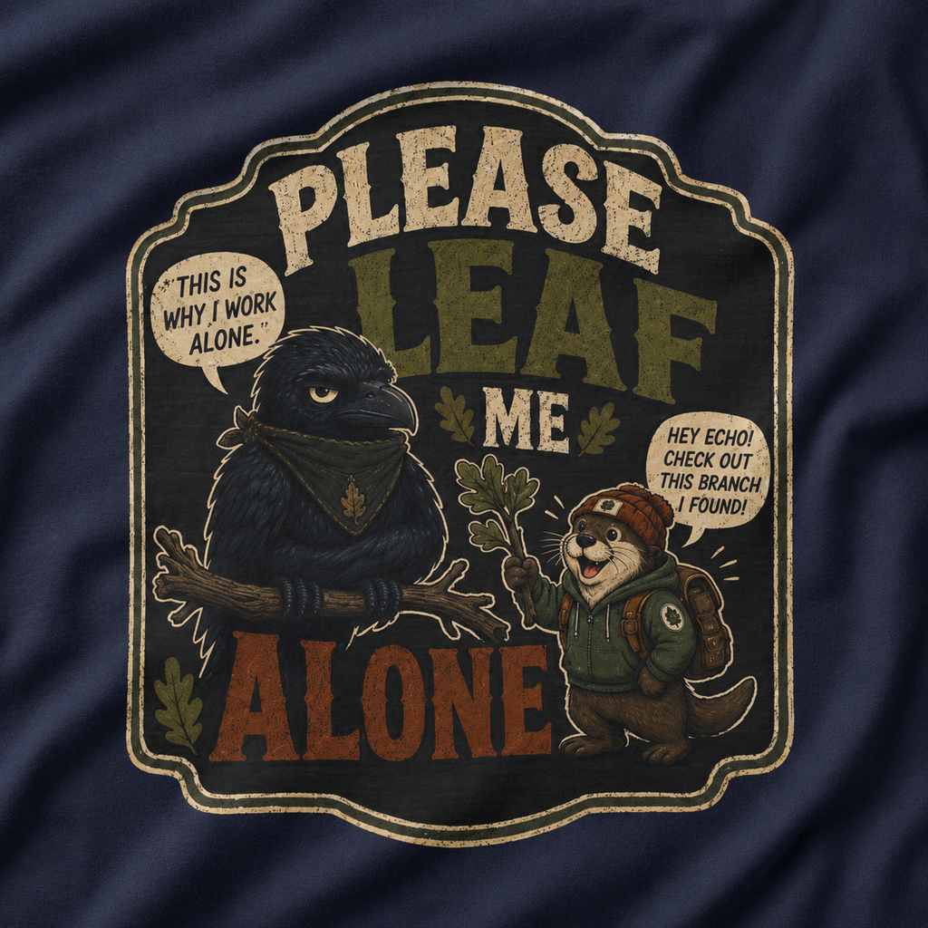 Please Leaf Me Alone (This is Why I Work Alone) Version 3 T‑Shirt