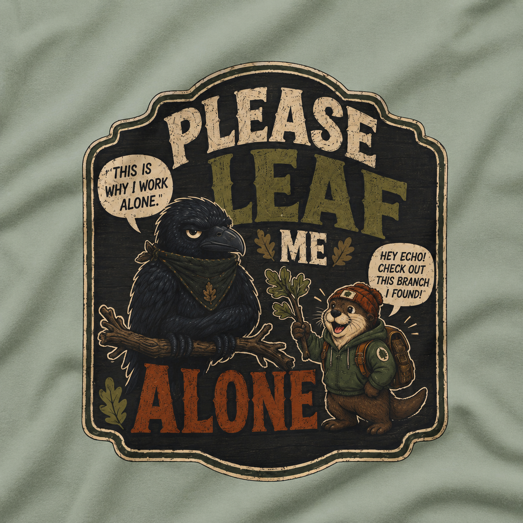 Please Leaf Me Alone (This is Why I Work Alone) Version 3 T‑Shirt
