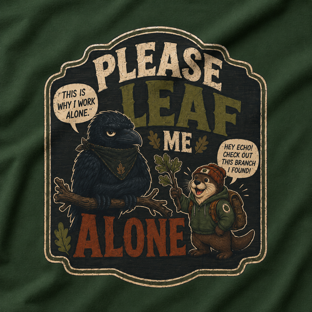 Please Leaf Me Alone (This is Why I Work Alone) Version 3 T‑Shirt