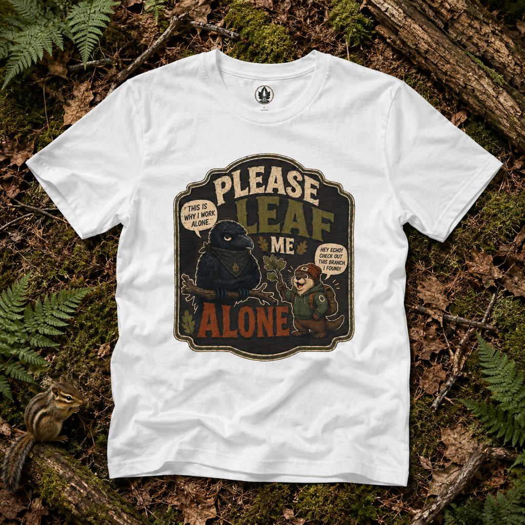 Please Leaf Me Alone (This is Why I Work Alone) Version 3 T‑Shirt