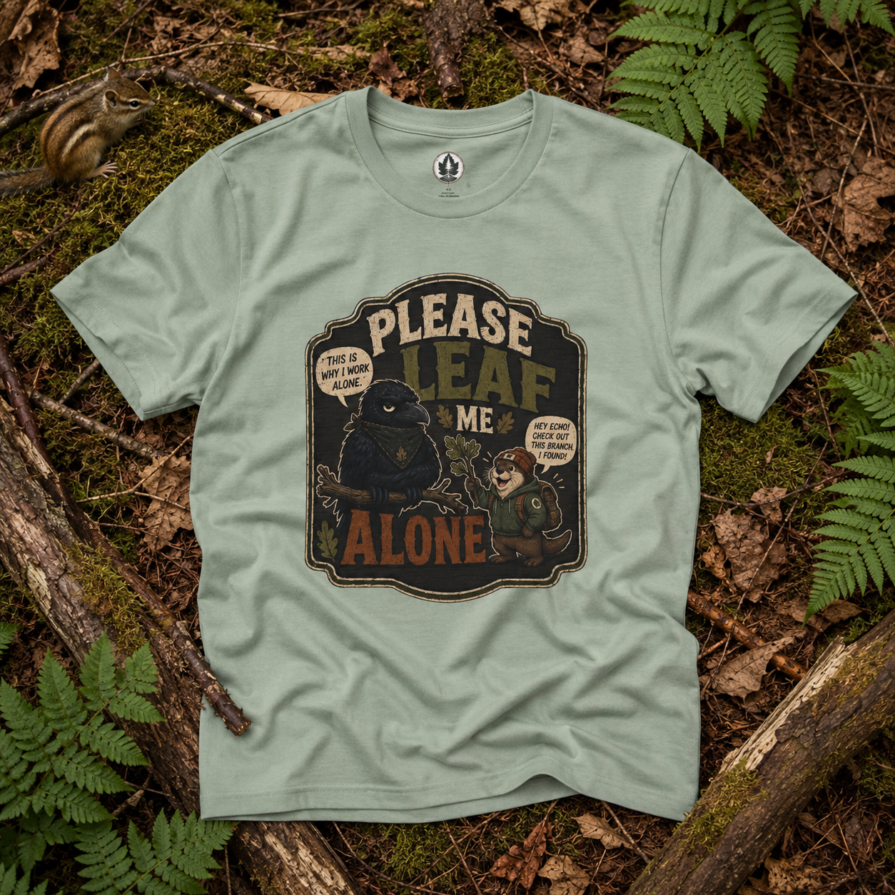 Please Leaf Me Alone (This is Why I Work Alone) Version 3 T‑Shirt