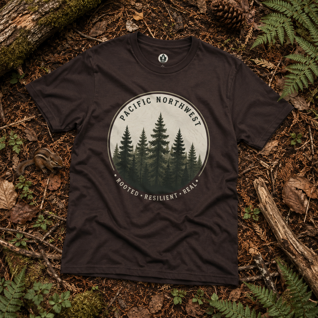 Pacific Northwest Tree T‑Shirt - "Rooted - Resilient - Real"
