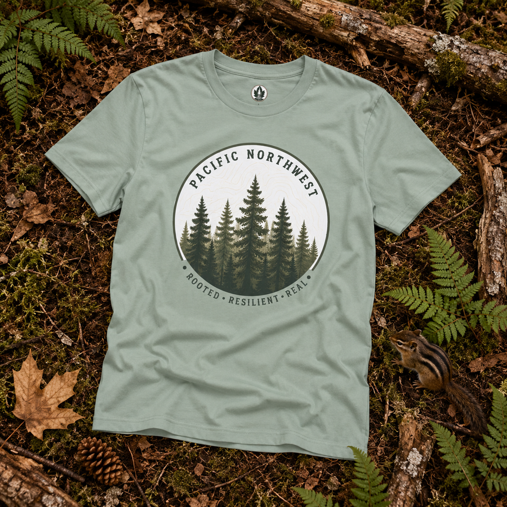 Pacific Northwest Tree T‑Shirt - "Rooted - Resilient - Real"