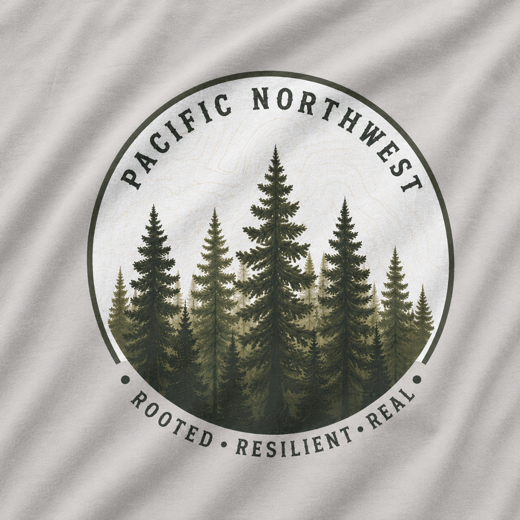 Pacific Northwest Tree T‑Shirt - "Rooted - Resilient - Real"