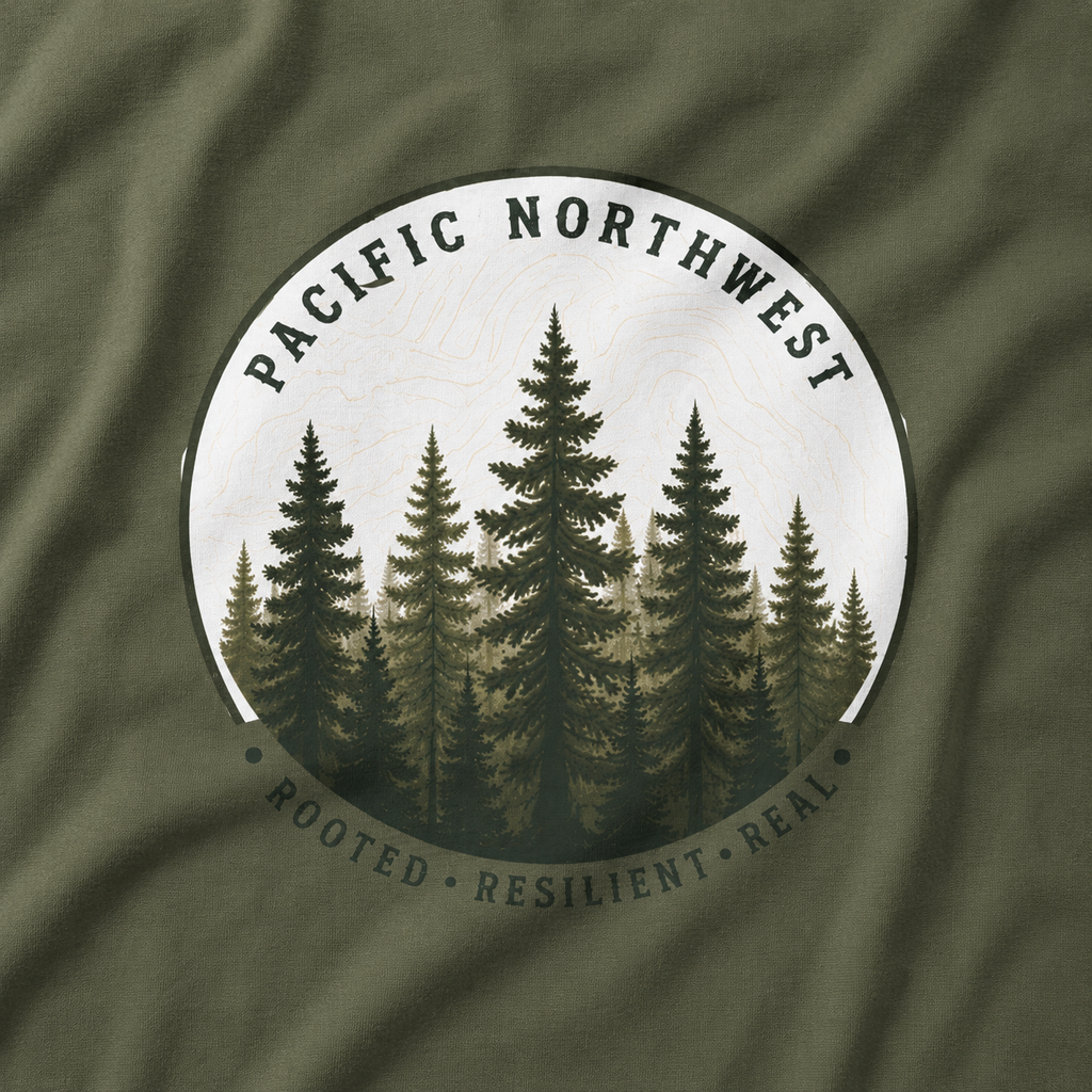 Pacific Northwest Tree T‑Shirt - "Rooted - Resilient - Real"