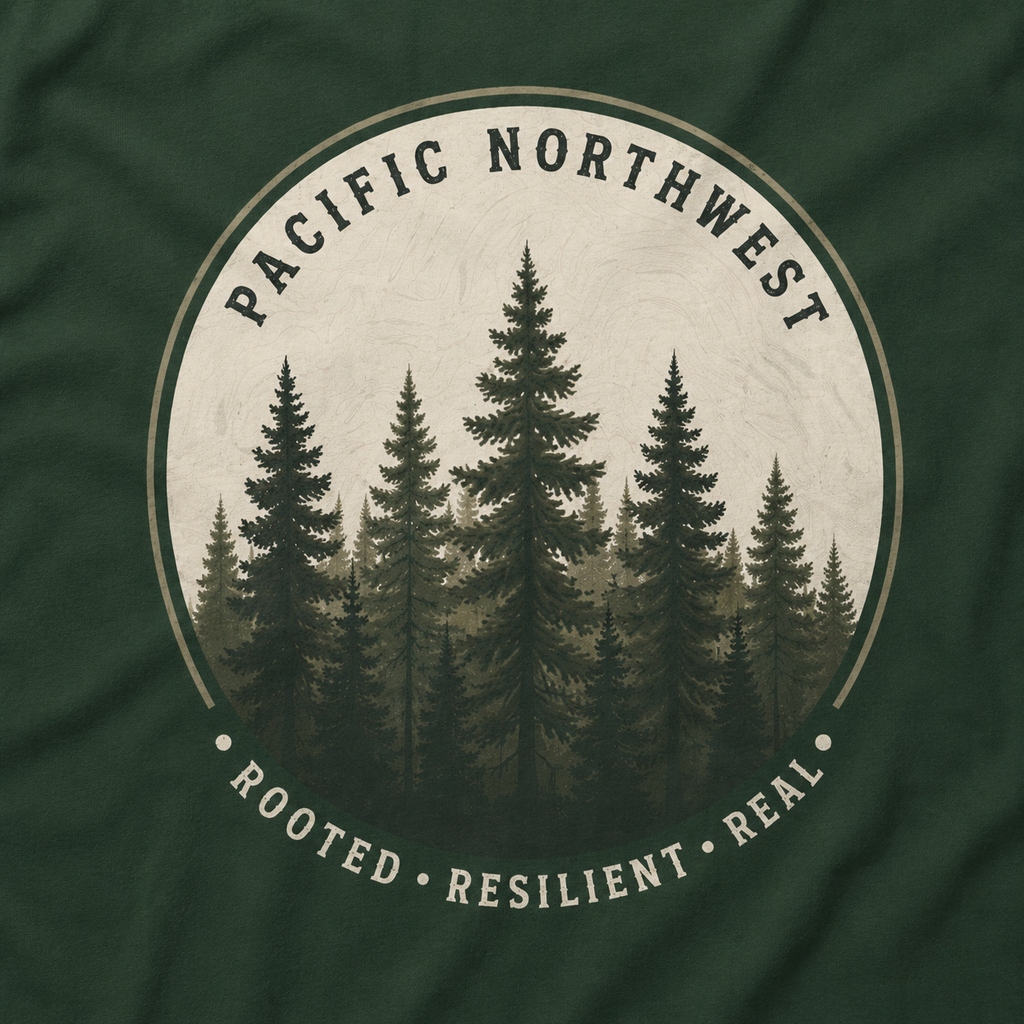 Pacific Northwest Tree T‑Shirt - "Rooted - Resilient - Real"