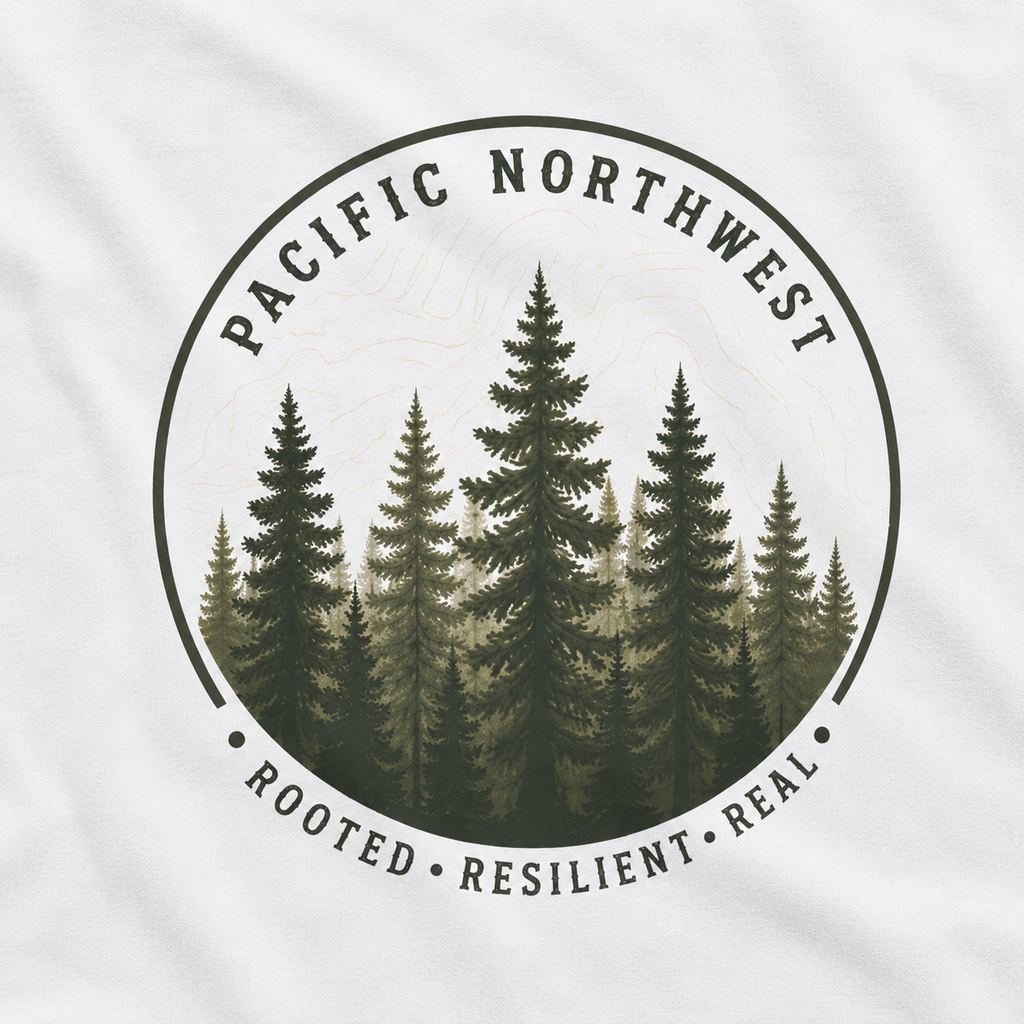 Pacific Northwest Tree T‑Shirt - "Rooted - Resilient - Real"