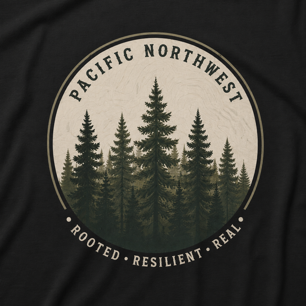 Pacific Northwest Tree T‑Shirt - "Rooted - Resilient - Real"