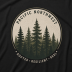 Pacific Northwest Tree T‑Shirt - "Rooted - Resilient - Real"