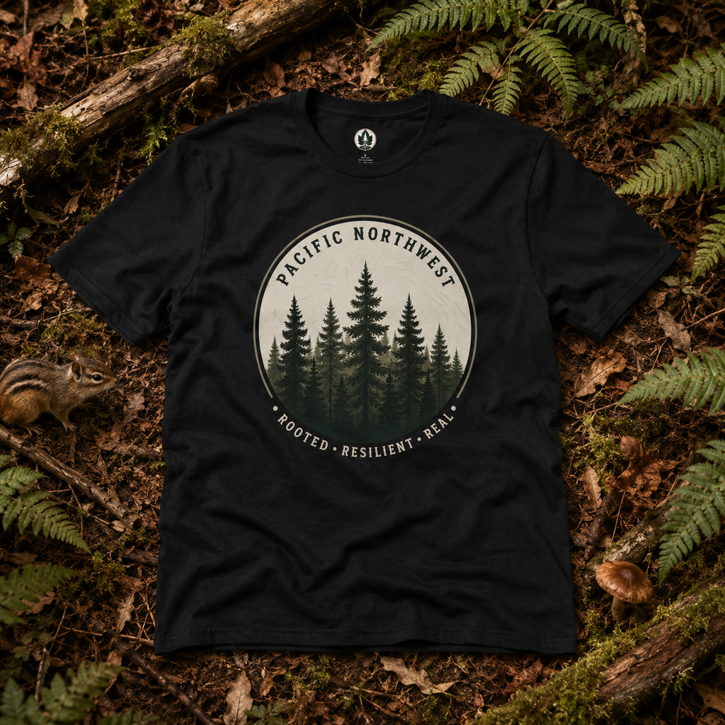 Pacific Northwest Tree T‑Shirt - "Rooted - Resilient - Real"