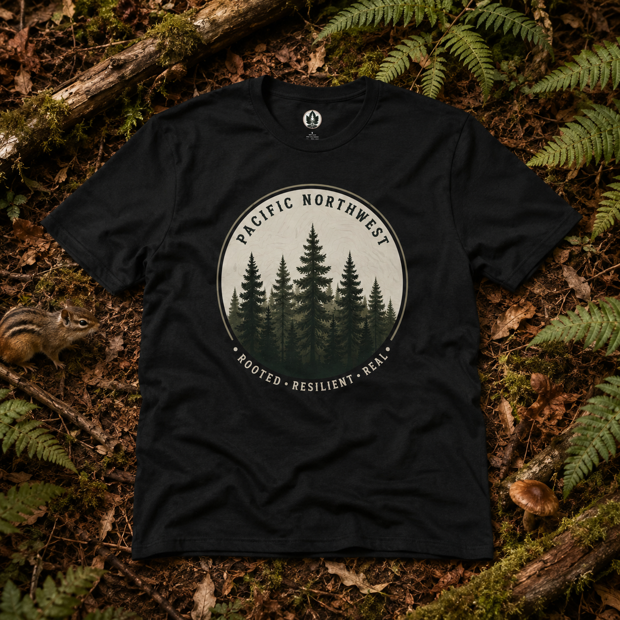 Pacific Northwest Tree T‑Shirt - "Rooted - Resilient - Real"