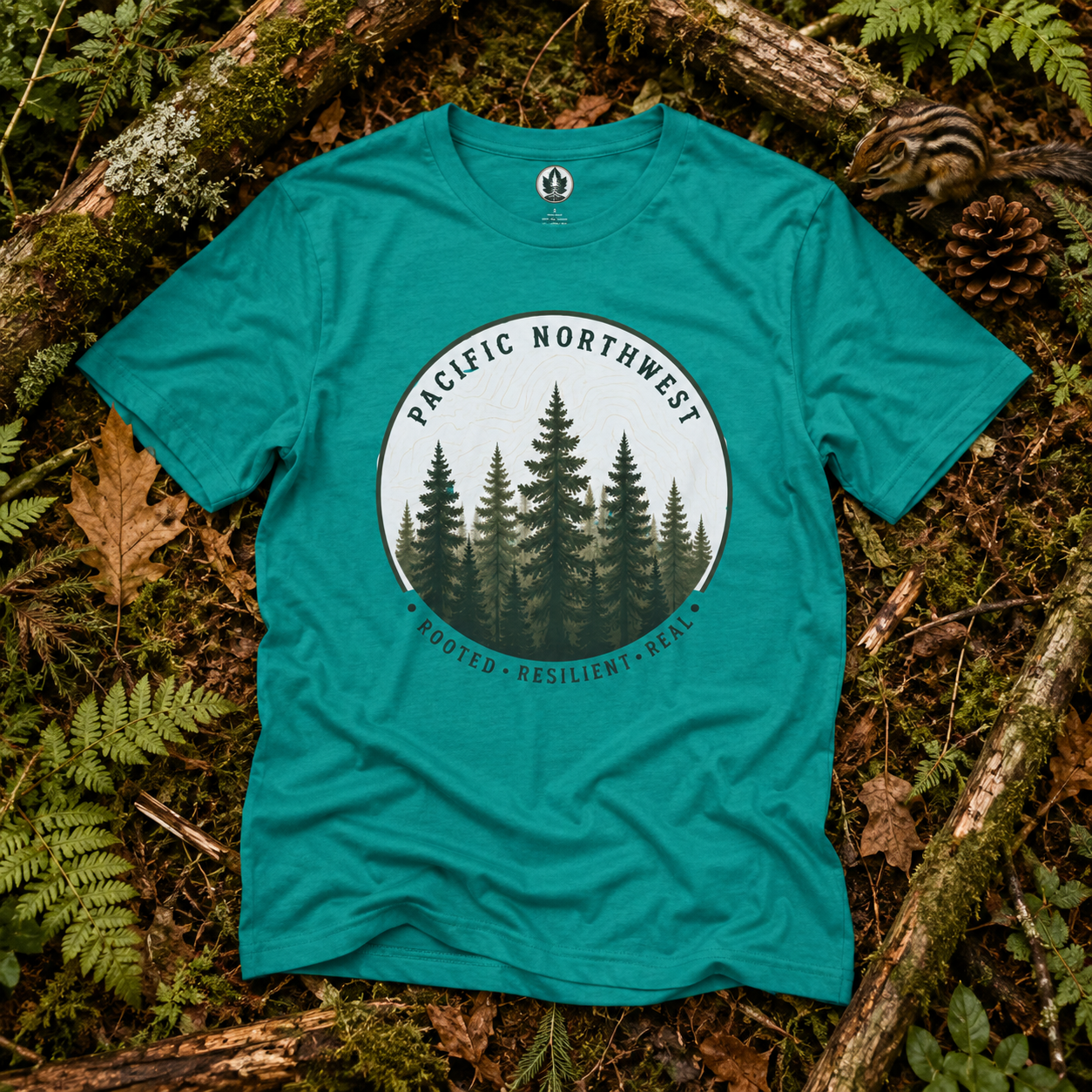 Pacific Northwest Tree T‑Shirt - "Rooted - Resilient - Real"