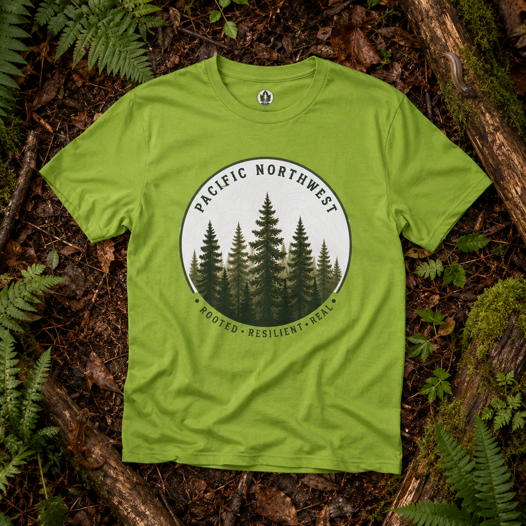 Pacific Northwest Tree T‑Shirt - "Rooted - Resilient - Real"