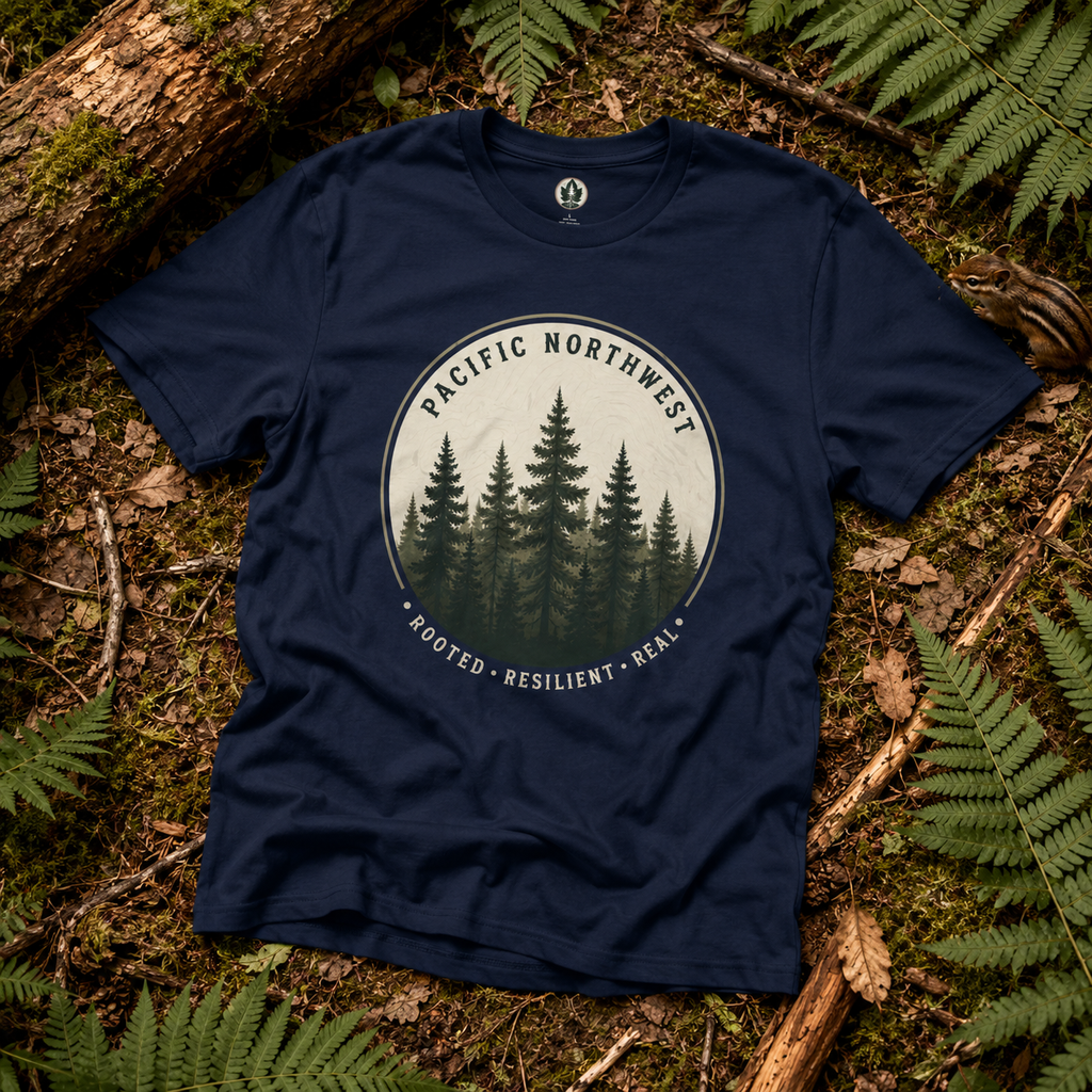 Pacific Northwest Tree T‑Shirt - "Rooted - Resilient - Real"