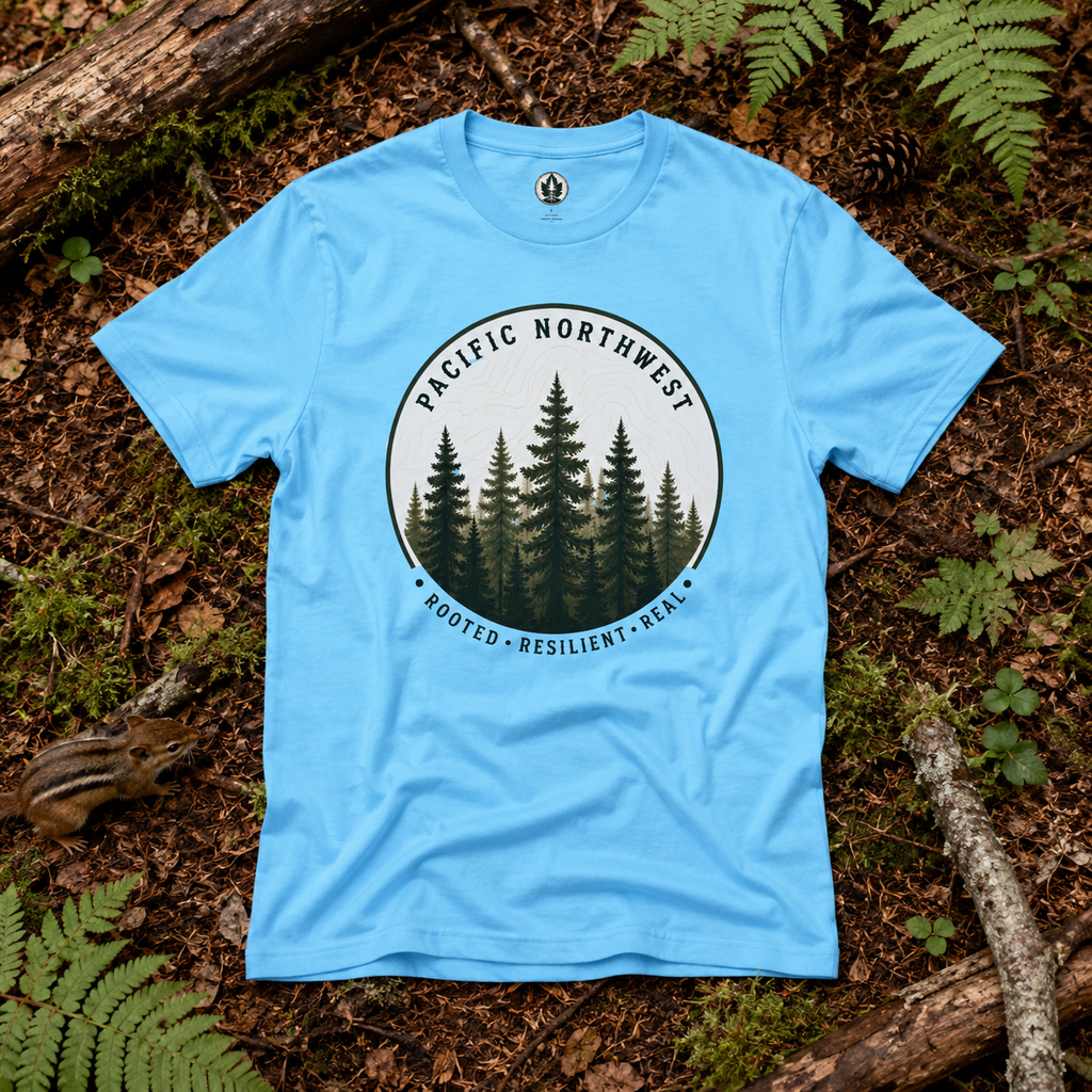 Pacific Northwest Tree T‑Shirt - "Rooted - Resilient - Real"