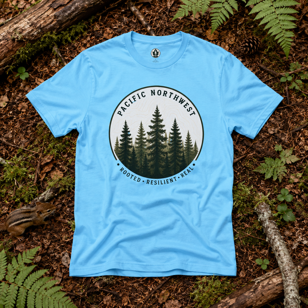 Pacific Northwest Tree T‑Shirt - "Rooted - Resilient - Real"