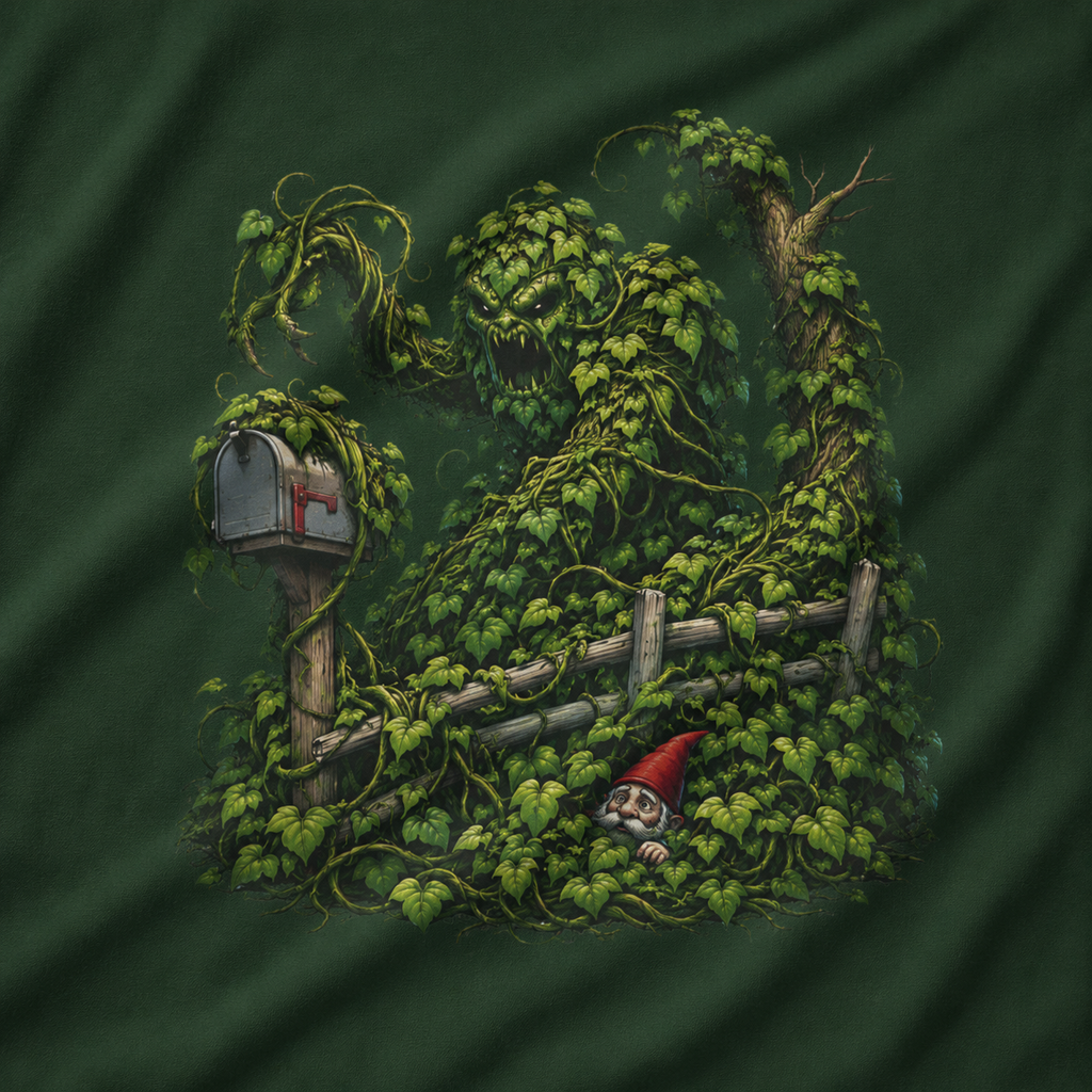 Kudzu Vine Monster with Garden Gnome Version 1 T‑Shirt