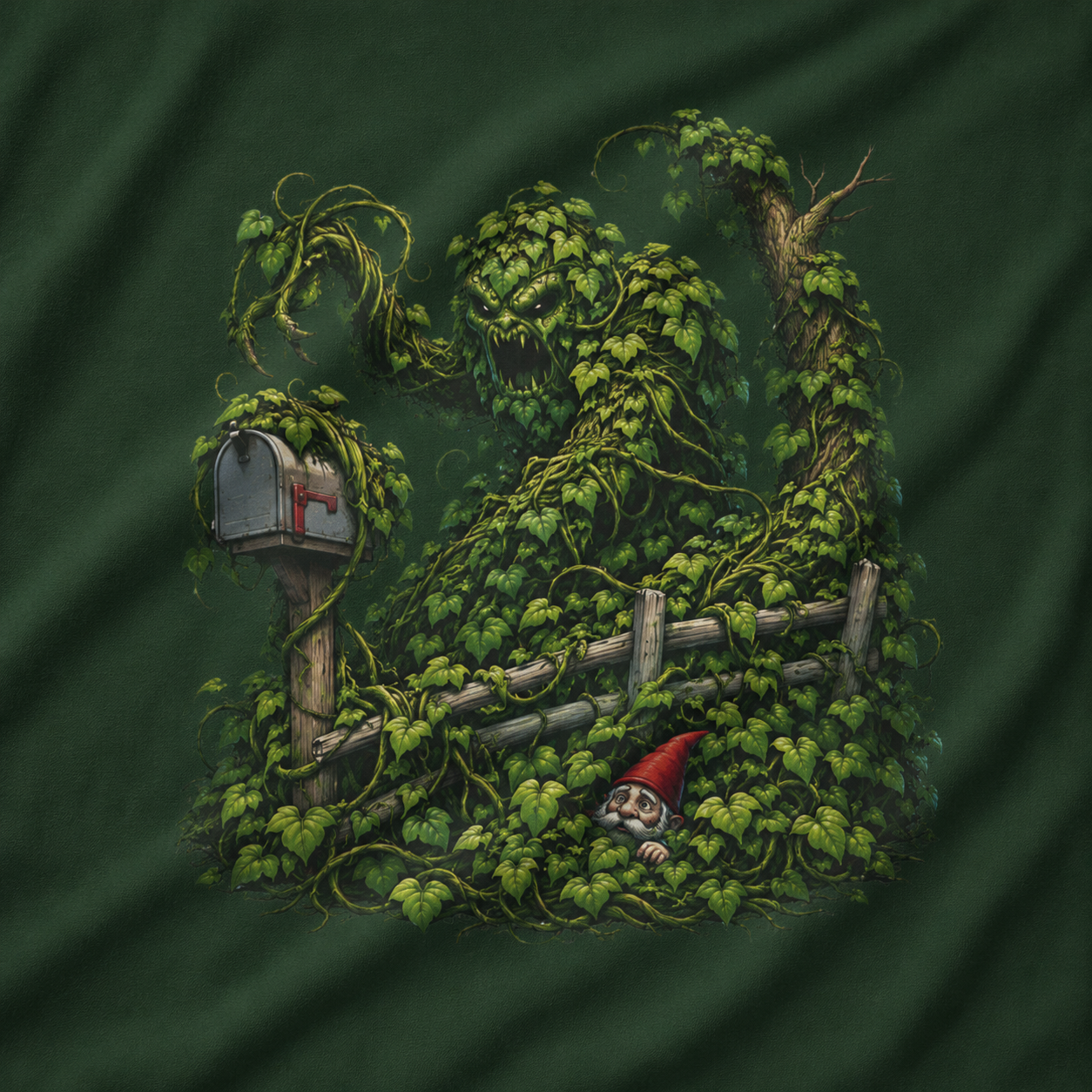 Kudzu Vine Monster with Garden Gnome Version 1 T‑Shirt