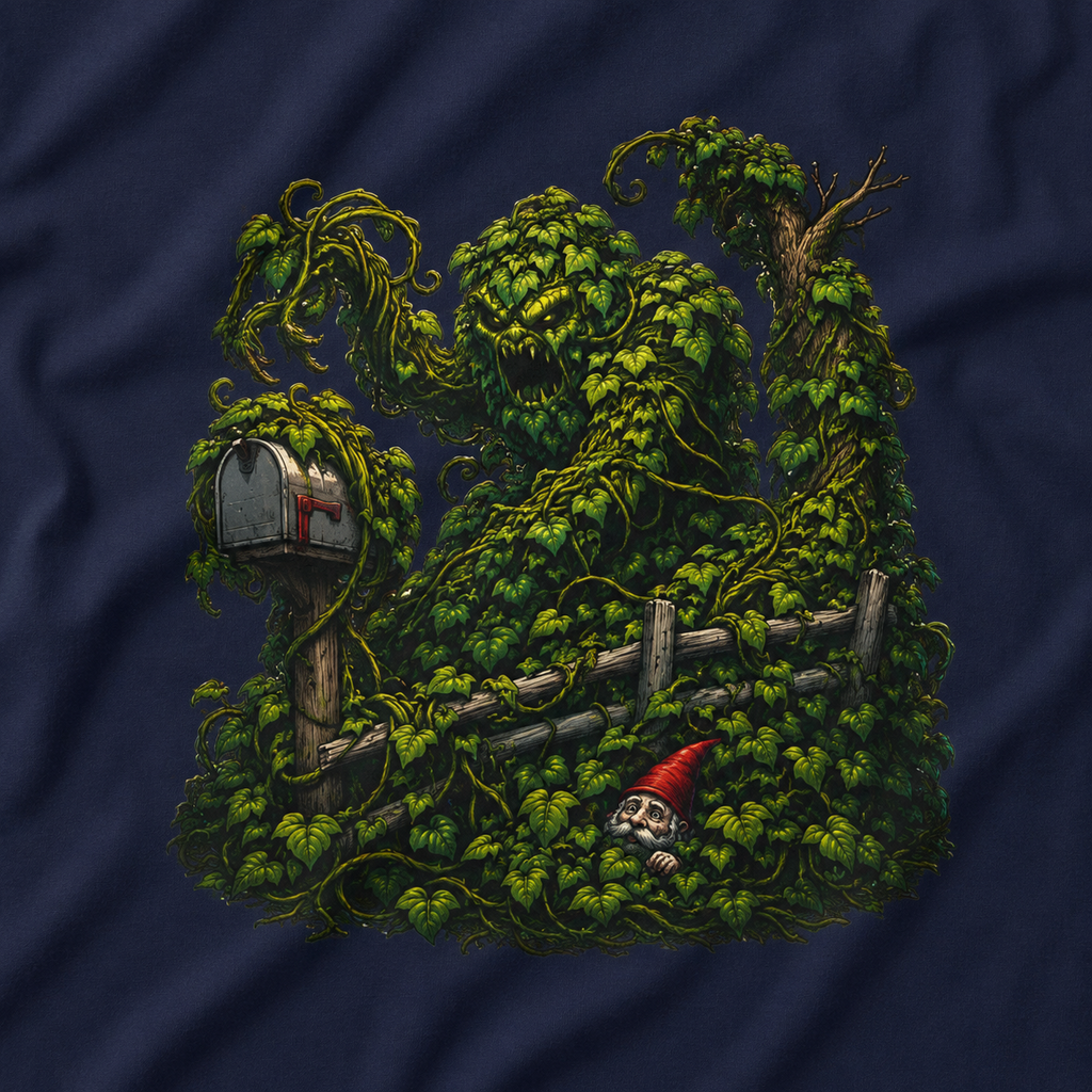 Kudzu Vine Monster with Garden Gnome Version 1 T‑Shirt