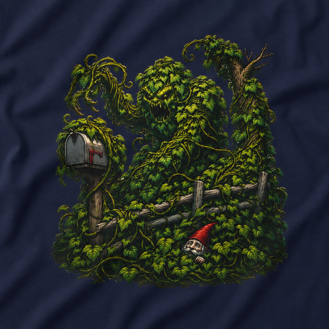 Kudzu Vine Monster with Garden Gnome Version 1 T‑Shirt