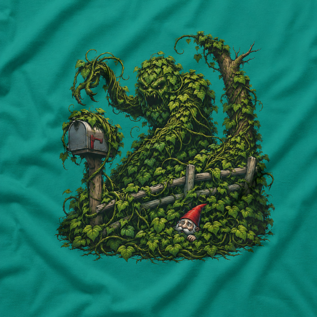 Kudzu Vine Monster with Garden Gnome Version 1 T‑Shirt