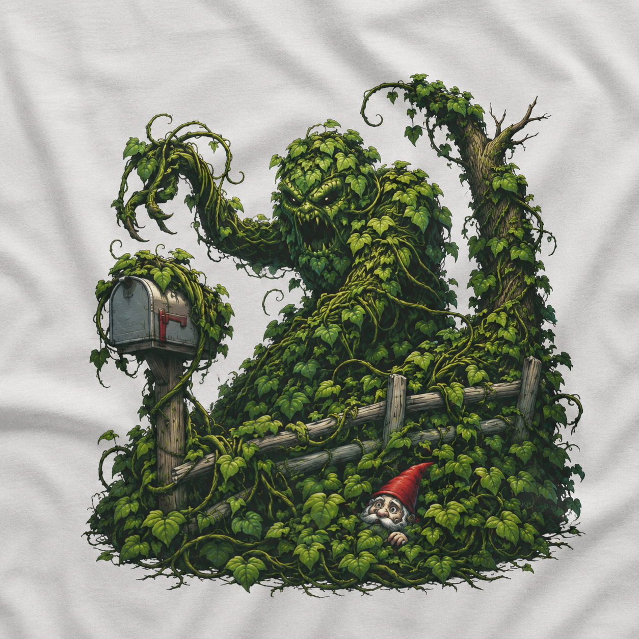 Kudzu Vine Monster with Garden Gnome Version 1 T‑Shirt