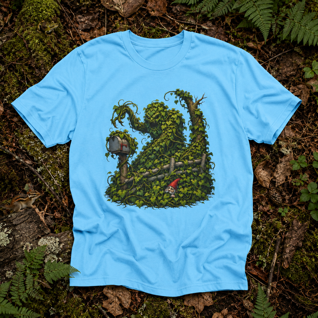 Kudzu Vine Monster with Garden Gnome Version 1 T‑Shirt