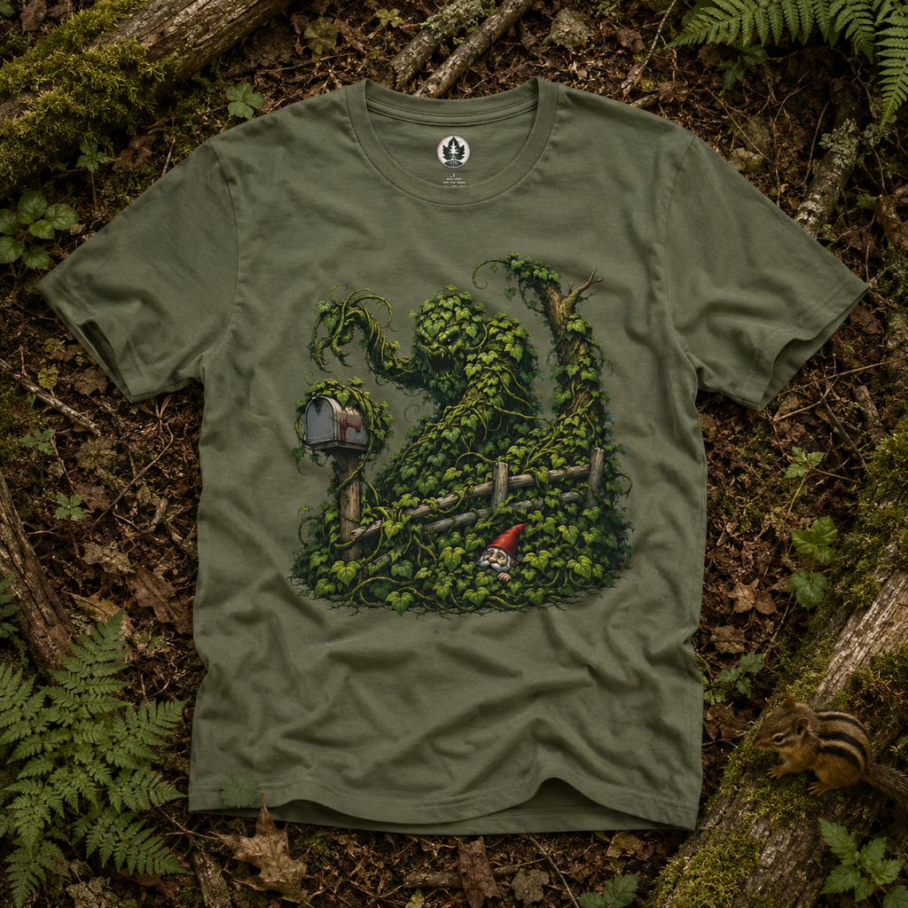 Kudzu Vine Monster with Garden Gnome Version 1 T‑Shirt