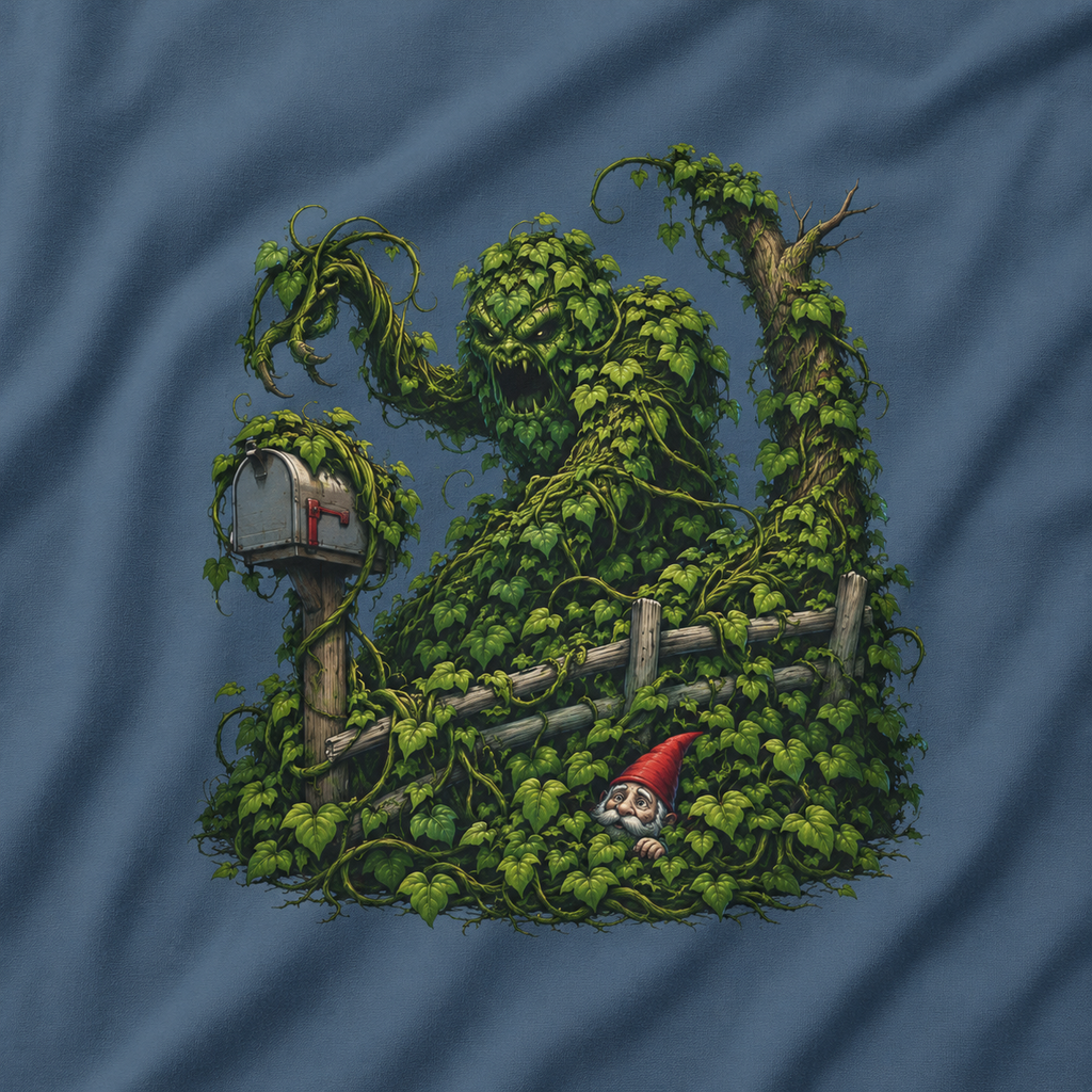 Kudzu Vine Monster with Garden Gnome Version 1 T‑Shirt