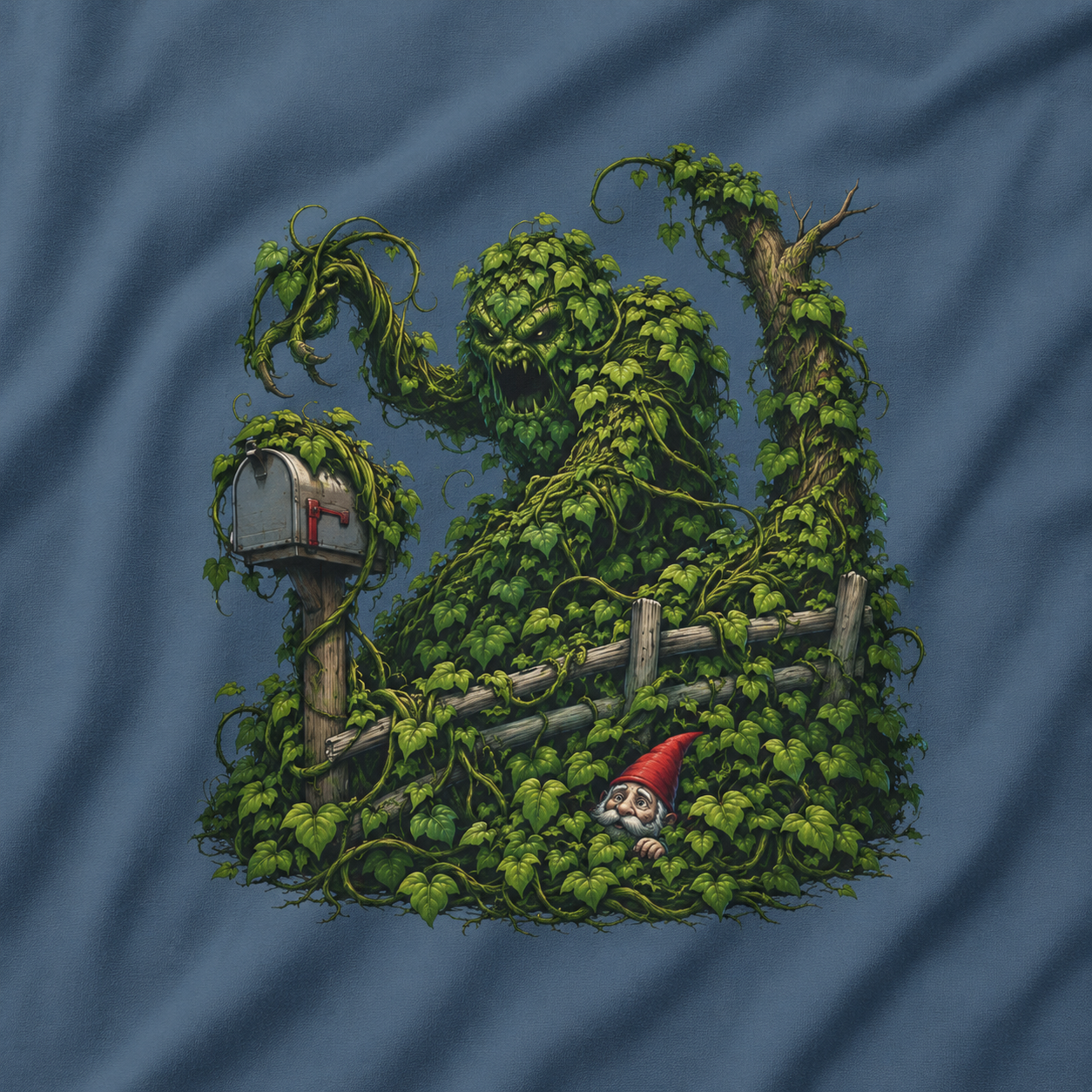 Kudzu Vine Monster with Garden Gnome Version 1 T‑Shirt