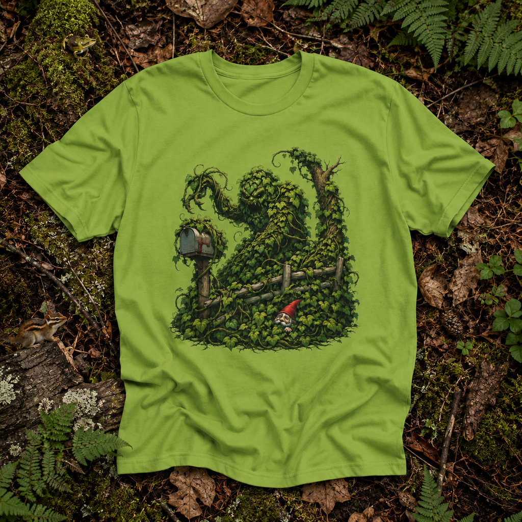 Kudzu Vine Monster with Garden Gnome Version 1 T‑Shirt