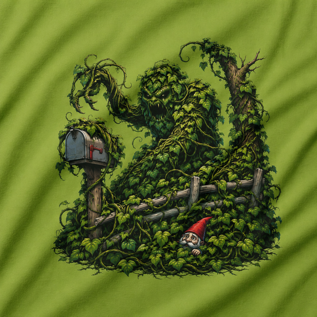 Kudzu Vine Monster with Garden Gnome Version 1 T‑Shirt