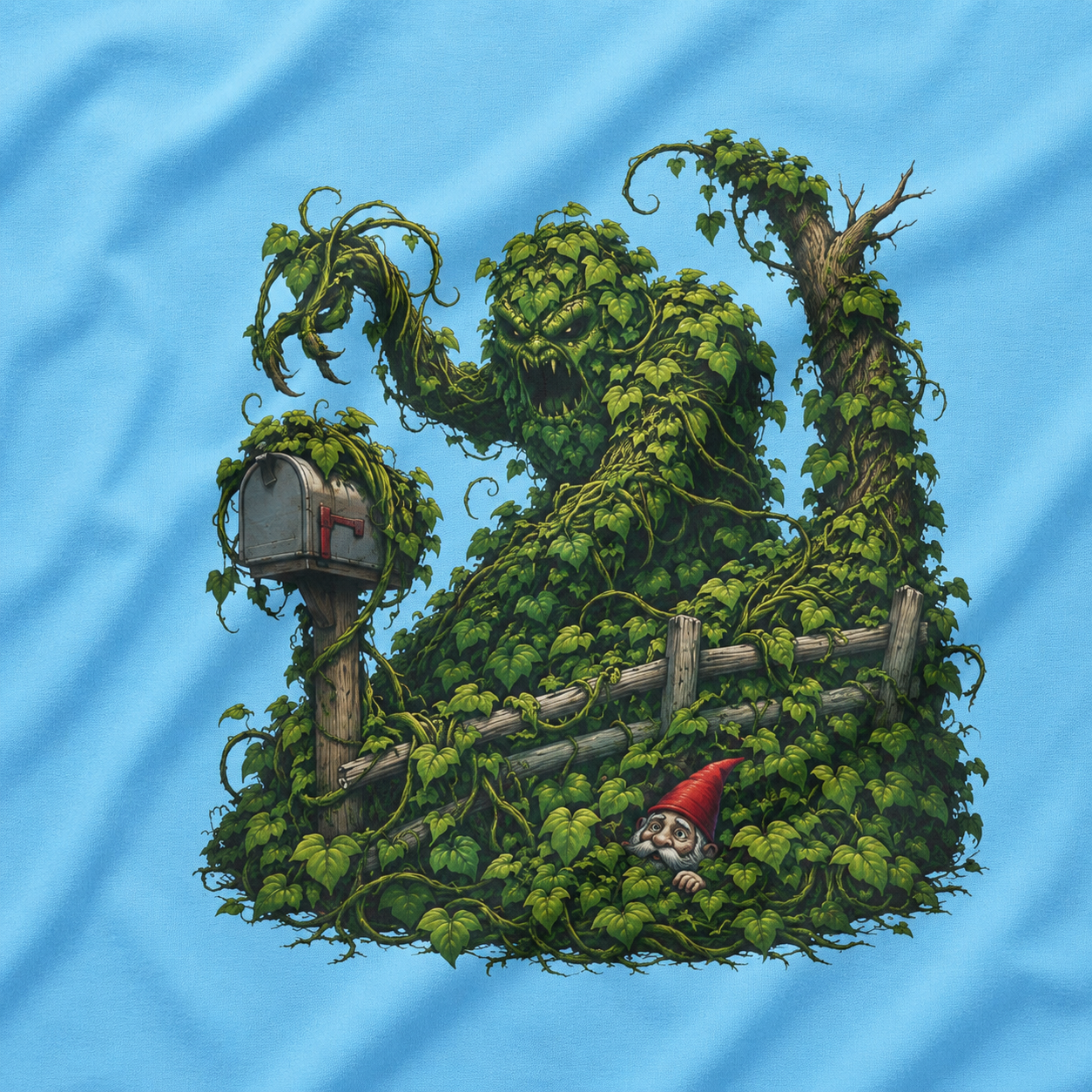 Kudzu Vine Monster with Garden Gnome Version 1 T‑Shirt