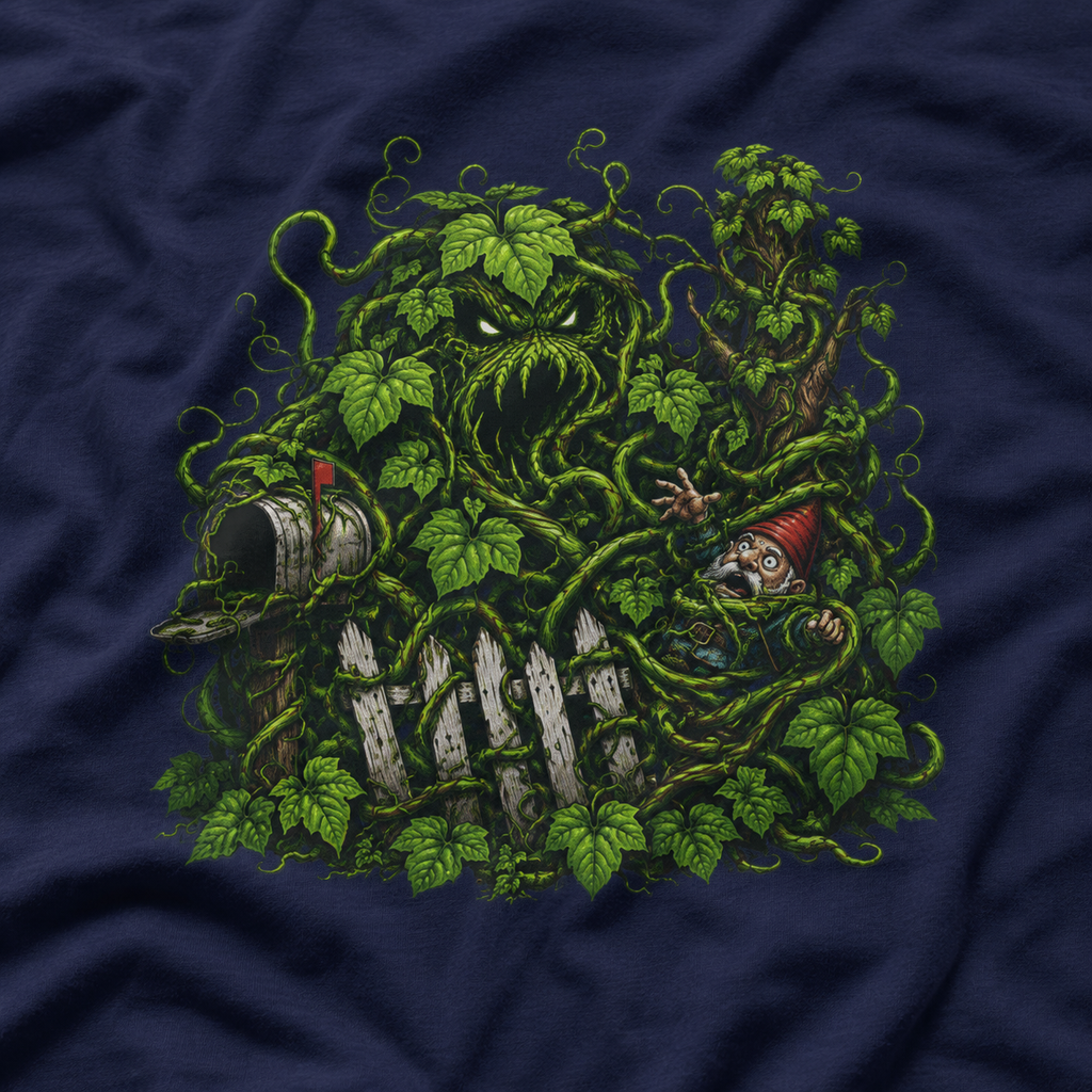 Kudzu Vine Monster with Garden Gnome Version 3 T‑Shirt