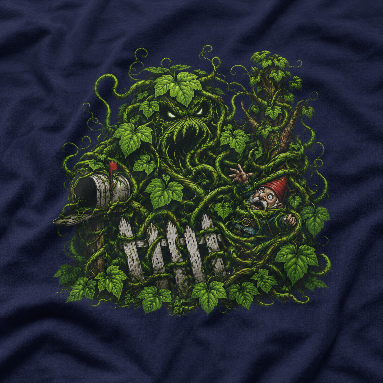 Kudzu Vine Monster with Garden Gnome Version 3 T‑Shirt