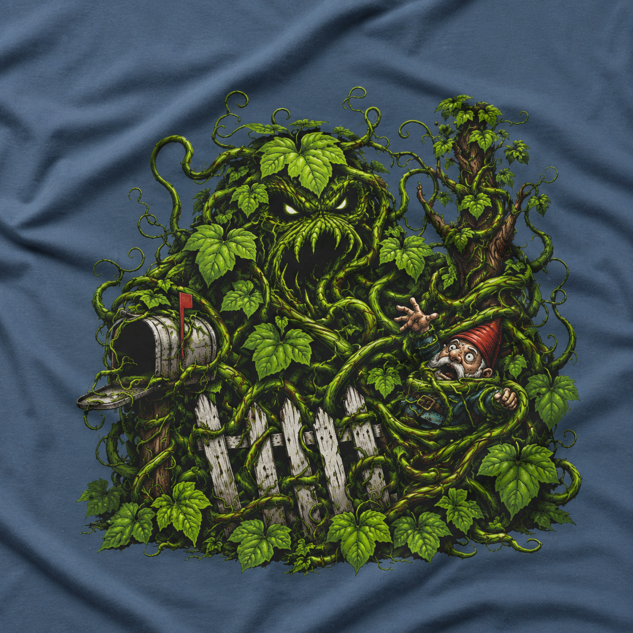 Kudzu Vine Monster with Garden Gnome Version 3 T‑Shirt